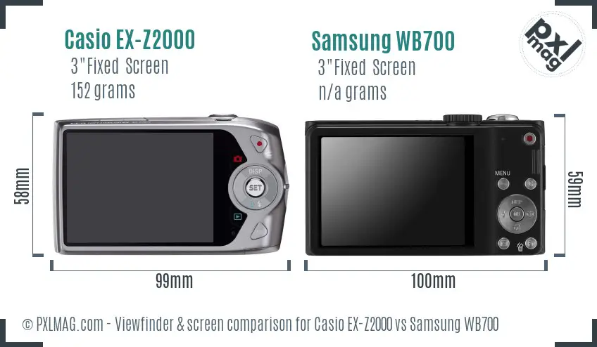 Casio EX-Z2000 vs Samsung WB700 Screen and Viewfinder comparison