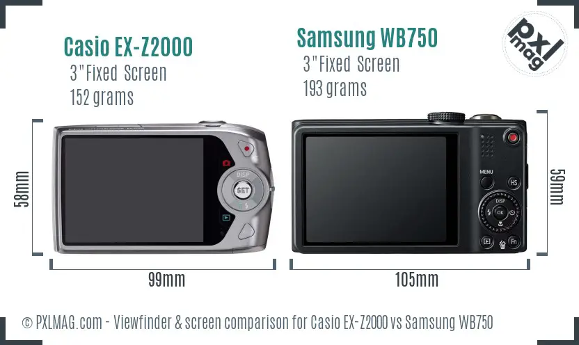 Casio EX-Z2000 vs Samsung WB750 Screen and Viewfinder comparison