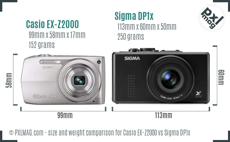 Casio EX-Z2000 vs Sigma DP1x size comparison