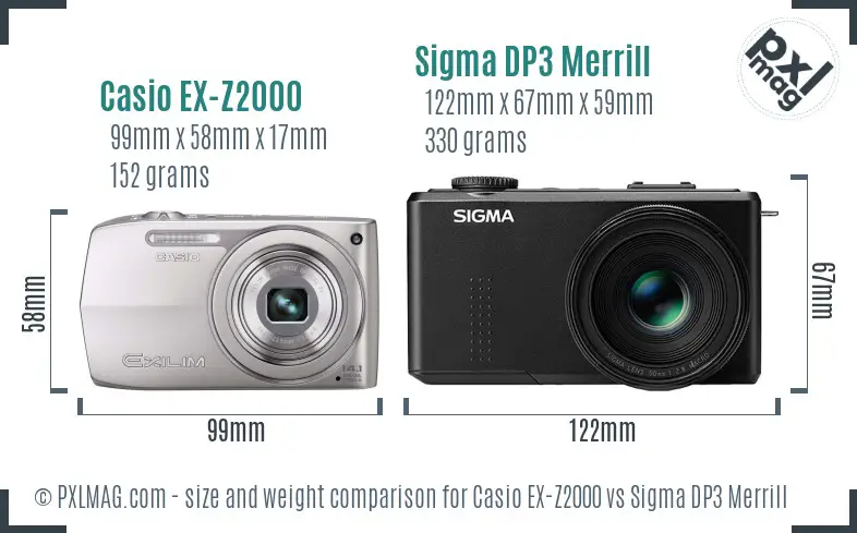 Casio EX-Z2000 vs Sigma DP3 Merrill size comparison Casio EX-Z2000 vs Sigma DP3 Merrill size comparison