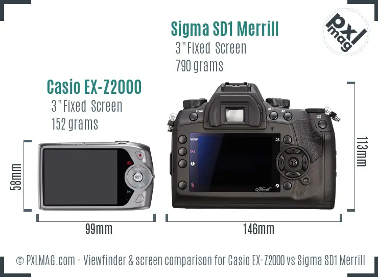 Casio EX-Z2000 vs Sigma SD1 Merrill Screen and Viewfinder comparison