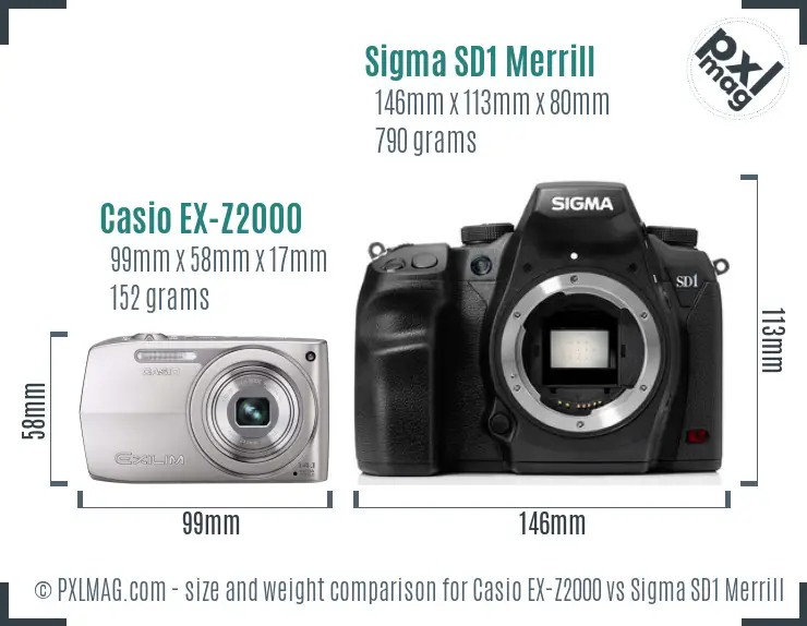 Casio EX-Z2000 vs Sigma SD1 Merrill size comparison