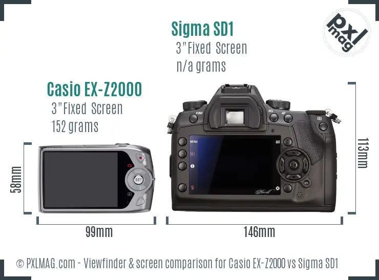 Casio EX-Z2000 vs Sigma SD1 Screen and Viewfinder comparison