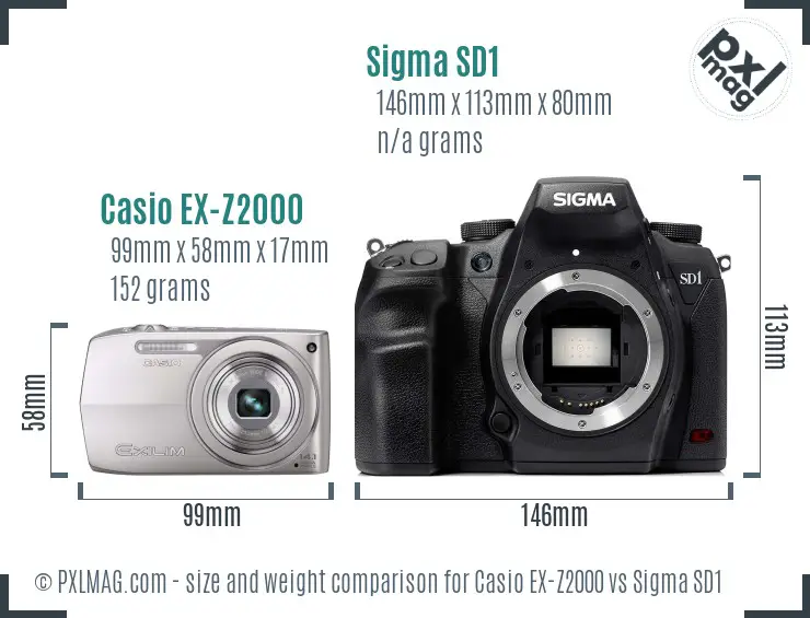 Casio EX-Z2000 vs Sigma SD1 size comparison