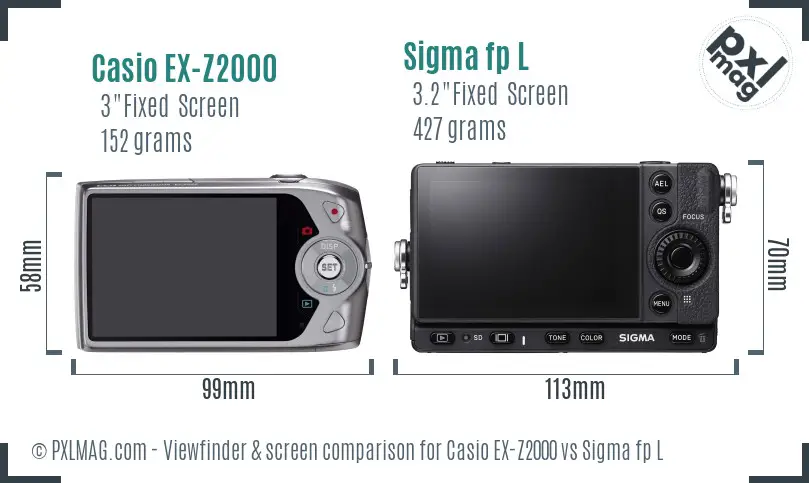 Casio EX-Z2000 vs Sigma fp L Screen and Viewfinder comparison