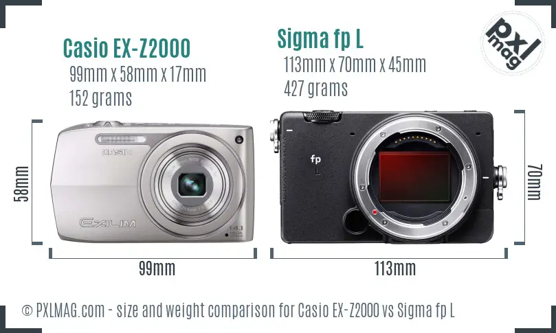 Casio EX-Z2000 vs Sigma fp L size comparison