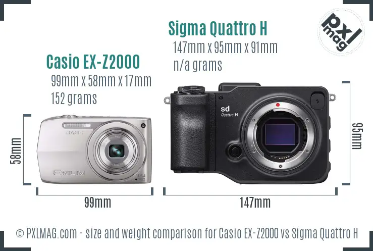 Casio EX-Z2000 vs Sigma Quattro H size comparison Casio EX-Z2000 vs Sigma Quattro H size comparison