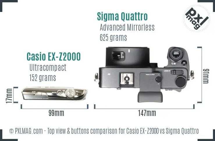 Casio EX-Z2000 vs Sigma Quattro top view buttons comparison