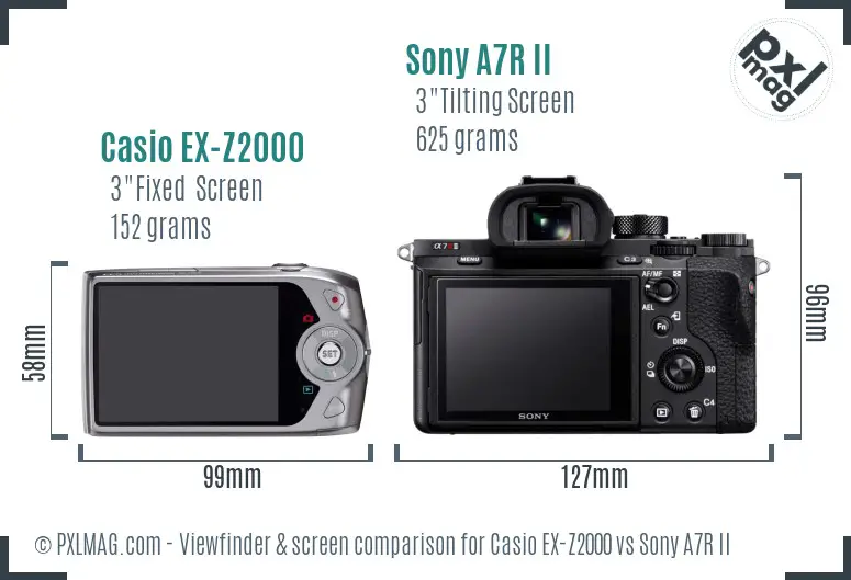 Casio EX-Z2000 vs Sony A7R II Screen and Viewfinder comparison Casio EX-Z2000 vs Sony A7R II Screen and Viewfinder comparison