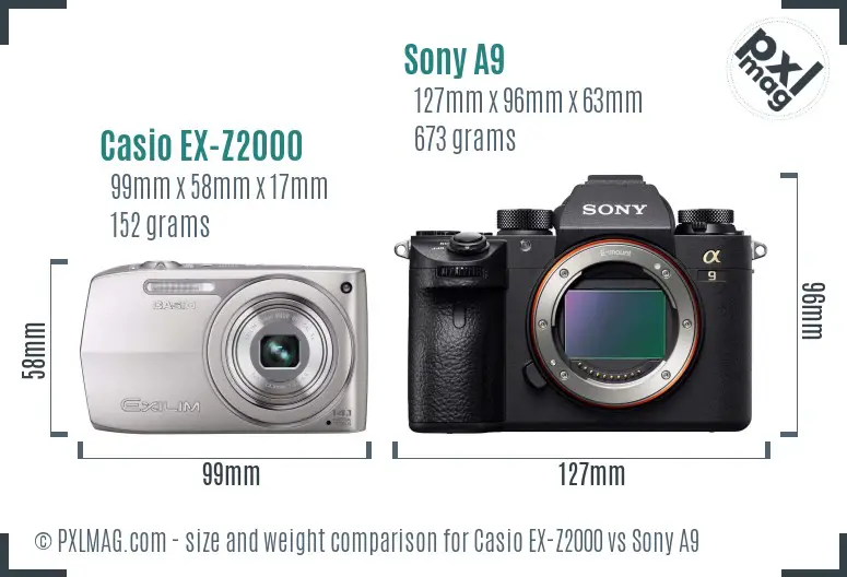 Casio EX-Z2000 vs Sony A9 size comparison Casio EX-Z2000 vs Sony A9 size comparison