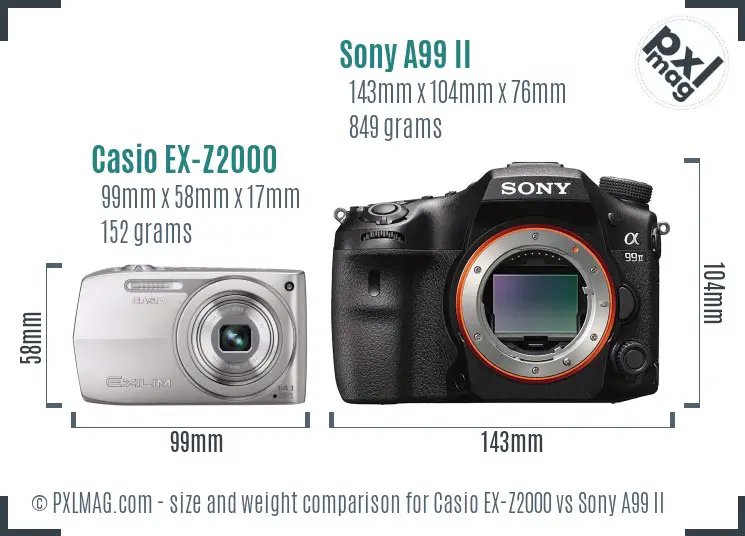 Casio EX-Z2000 vs Sony A99 II size comparison Casio EX-Z2000 vs Sony A99 II size comparison
