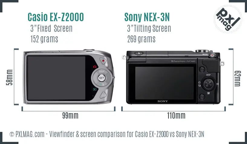 Casio EX-Z2000 vs Sony NEX-3N Screen and Viewfinder comparison