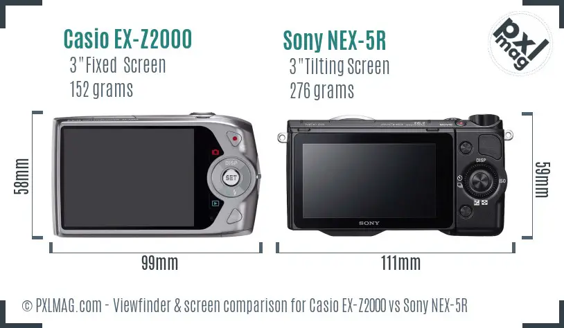 Casio EX-Z2000 vs Sony NEX-5R Screen and Viewfinder comparison