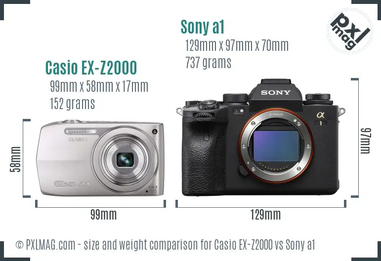 Casio EX-Z2000 vs Sony a1 size comparison Casio EX-Z2000 vs Sony a1 size comparison