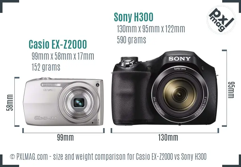 Casio EX-Z2000 vs Sony H300 size comparison