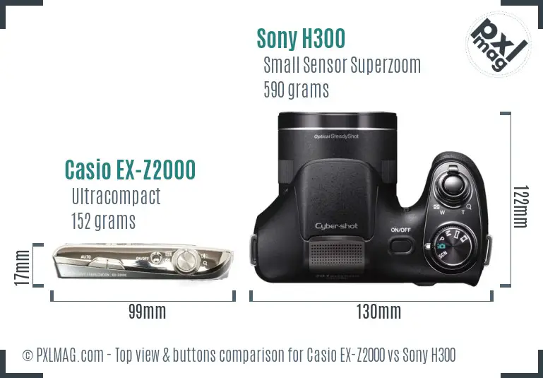 Casio EX-Z2000 vs Sony H300 top view buttons comparison
