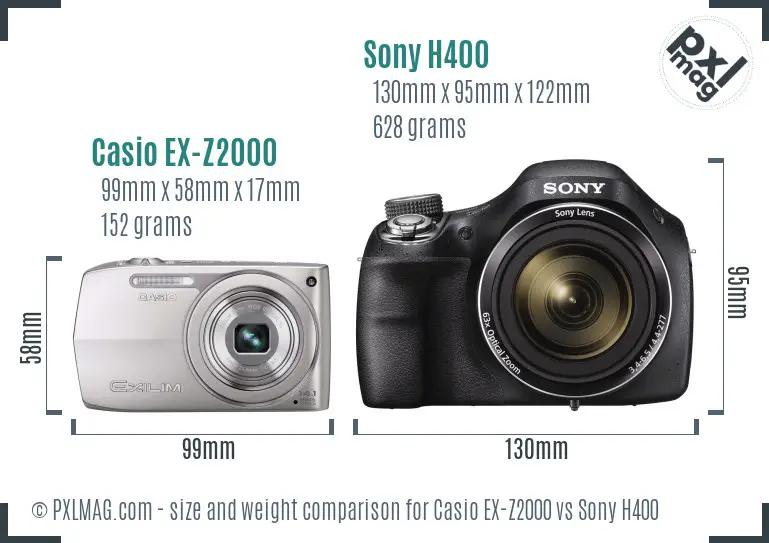 Casio EX-Z2000 vs Sony H400 size comparison
