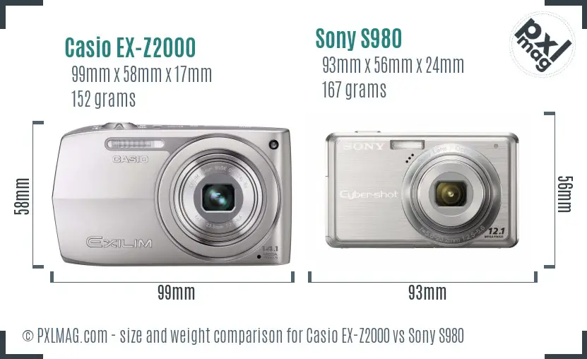 Casio EX-Z2000 vs Sony S980 size comparison Casio EX-Z2000 vs Sony S980 size comparison
