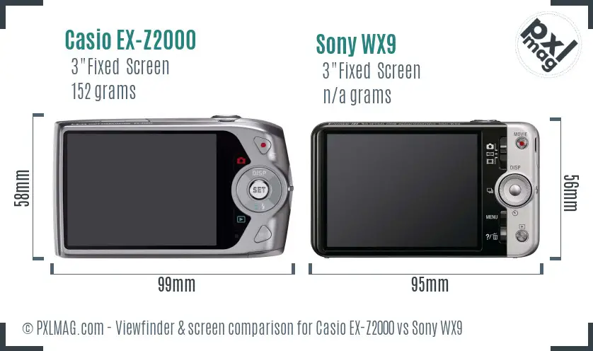 Casio EX-Z2000 vs Sony WX9 Screen and Viewfinder comparison Casio EX-Z2000 vs Sony WX9 Screen and Viewfinder comparison