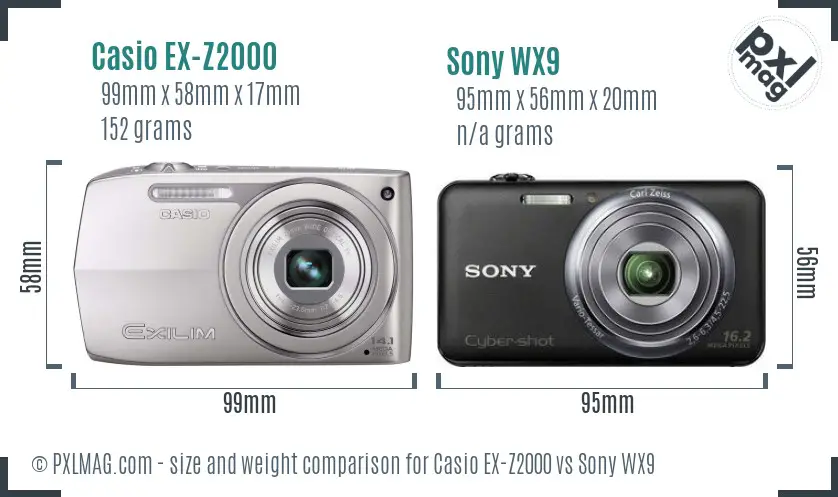 Casio EX-Z2000 vs Sony WX9 size comparison Casio EX-Z2000 vs Sony WX9 size comparison