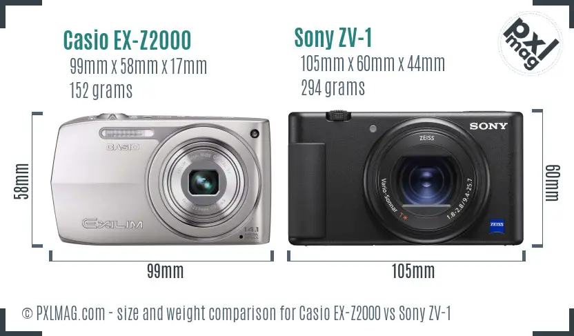 Casio EX-Z2000 vs Sony ZV-1 size comparison Casio EX-Z2000 vs Sony ZV-1 size comparison
