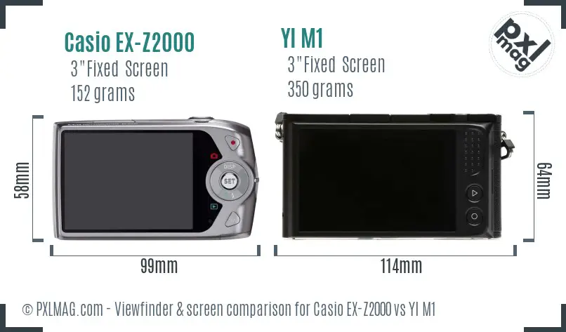 Casio EX-Z2000 vs YI M1 Screen and Viewfinder comparison