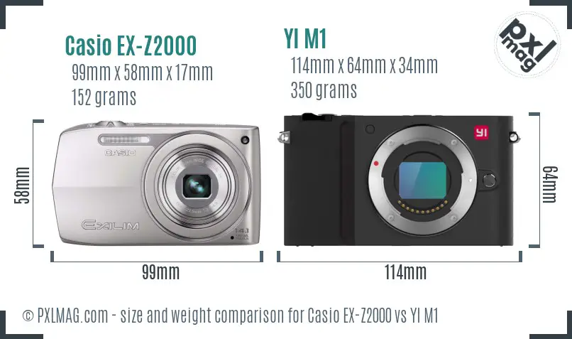 Casio EX-Z2000 vs YI M1 size comparison Casio EX-Z2000 vs YI M1 size comparison