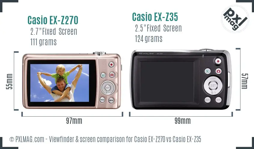 Casio EX-Z270 vs Casio EX-Z35 Screen and Viewfinder comparison