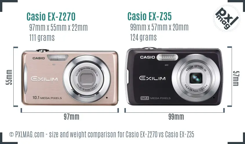Casio EX-Z270 vs Casio EX-Z35 size comparison