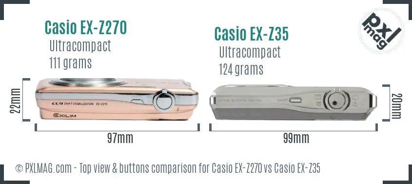 Casio EX-Z270 vs Casio EX-Z35 top view buttons comparison