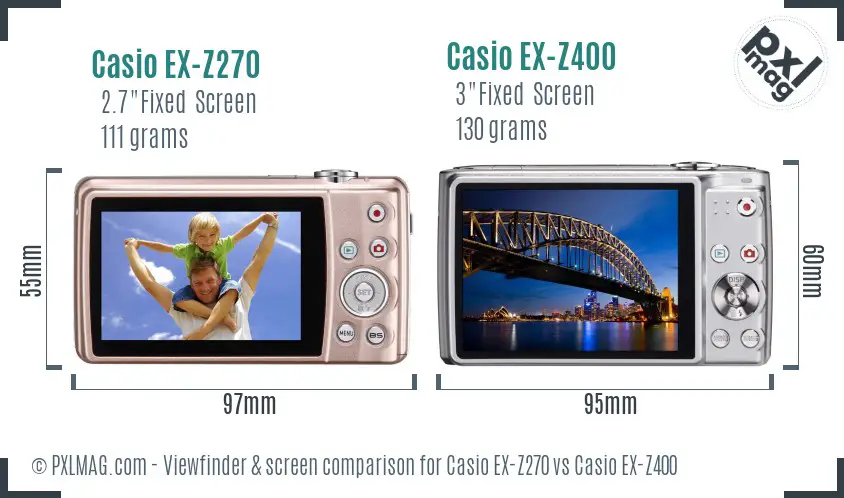 Casio EX-Z270 vs Casio EX-Z400 Screen and Viewfinder comparison