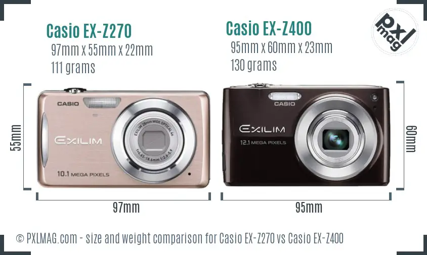 Casio EX-Z270 vs Casio EX-Z400 size comparison
