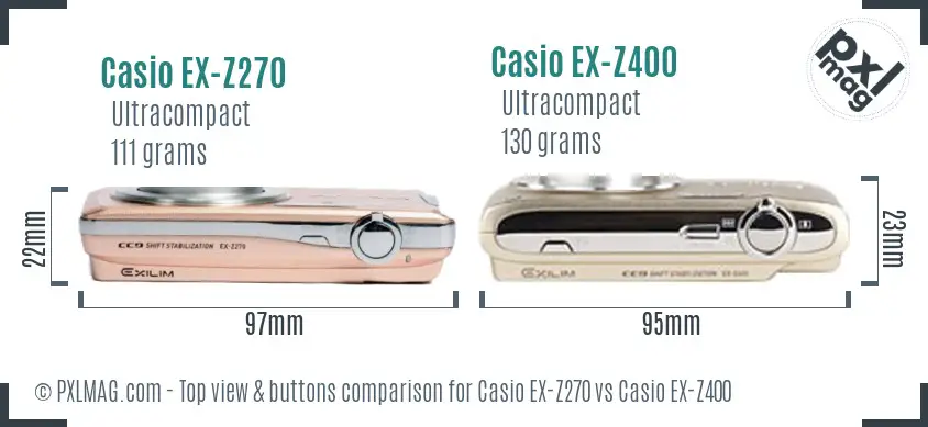 Casio EX-Z270 vs Casio EX-Z400 top view buttons comparison