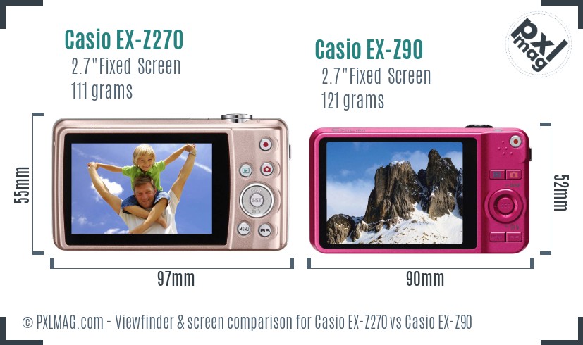 Casio EX-Z270 vs Casio EX-Z90 Screen and Viewfinder comparison