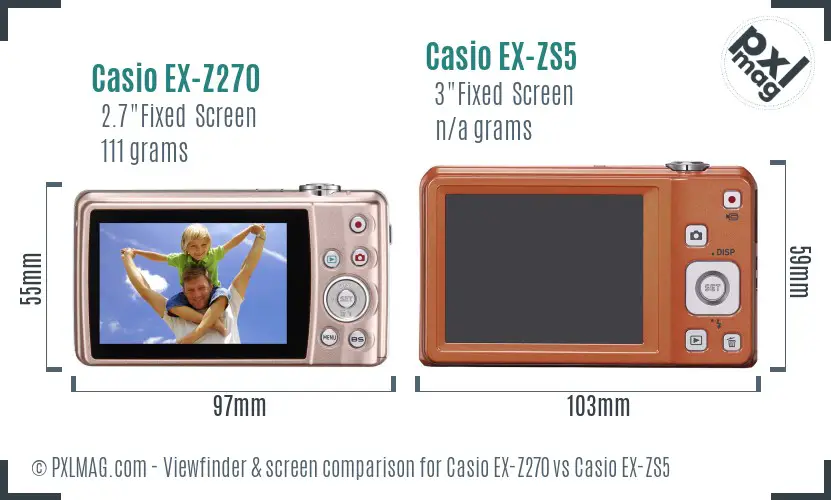 Casio EX-Z270 vs Casio EX-ZS5 Screen and Viewfinder comparison