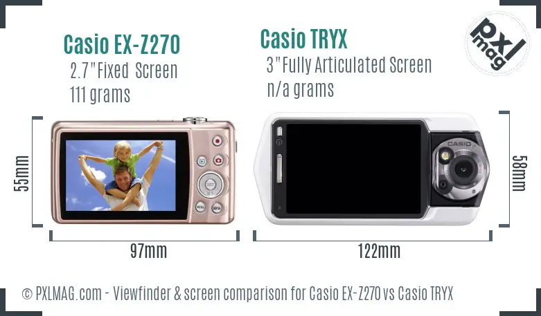 Casio EX-Z270 vs Casio TRYX Screen and Viewfinder comparison