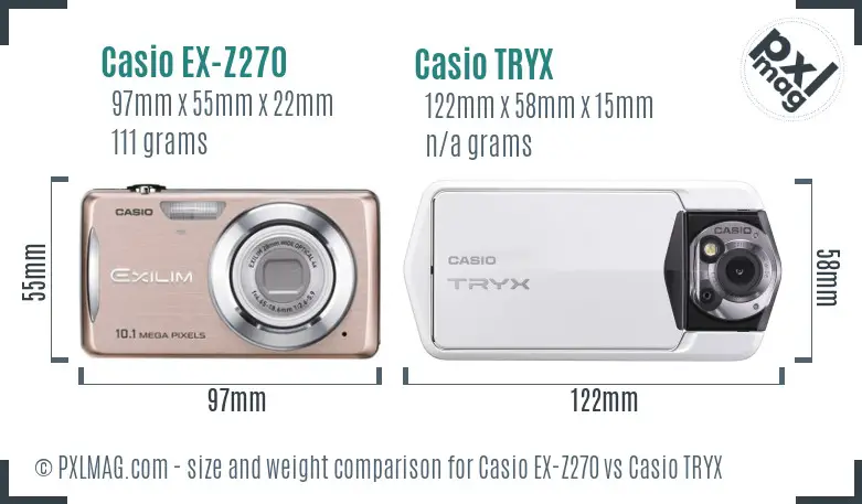 Casio EX-Z270 vs Casio TRYX size comparison