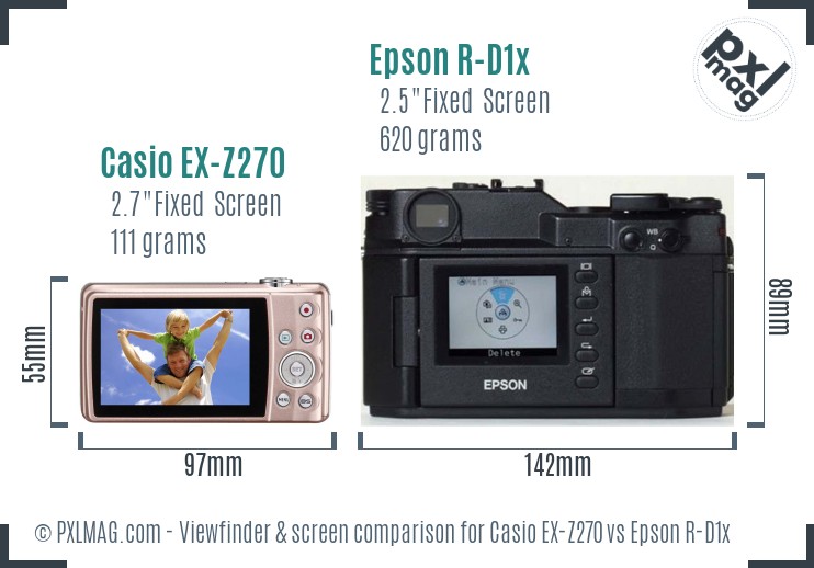 Casio EX-Z270 vs Epson R-D1x Screen and Viewfinder comparison