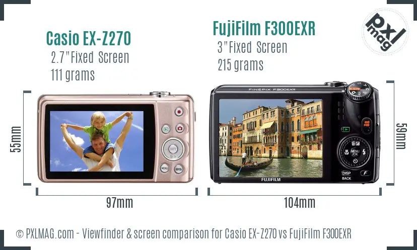 Casio EX-Z270 vs FujiFilm F300EXR Screen and Viewfinder comparison