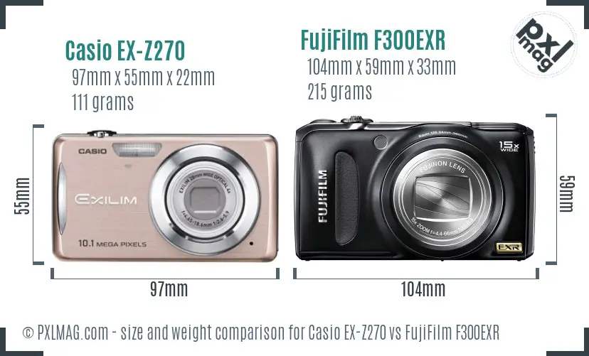 Casio EX-Z270 vs FujiFilm F300EXR size comparison