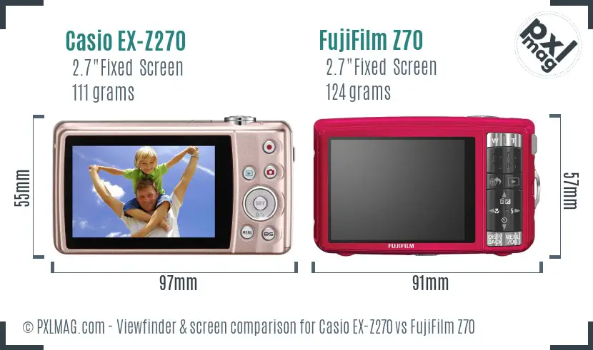 Casio EX-Z270 vs FujiFilm Z70 Screen and Viewfinder comparison