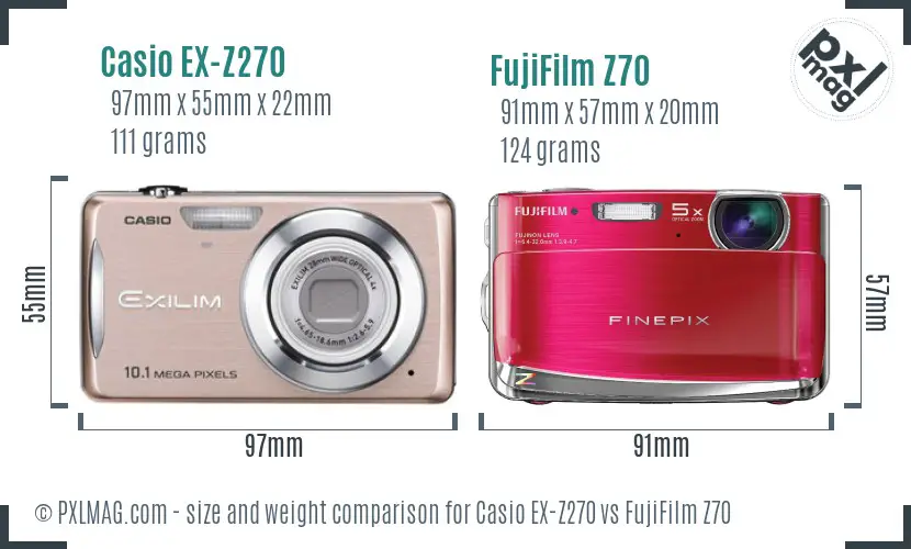 Casio EX-Z270 vs FujiFilm Z70 size comparison