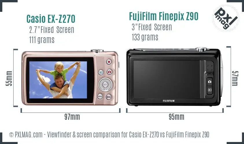 Casio EX-Z270 vs FujiFilm Finepix Z90 Screen and Viewfinder comparison Casio EX-Z270 vs FujiFilm Finepix Z90 Screen and Viewfinder comparison