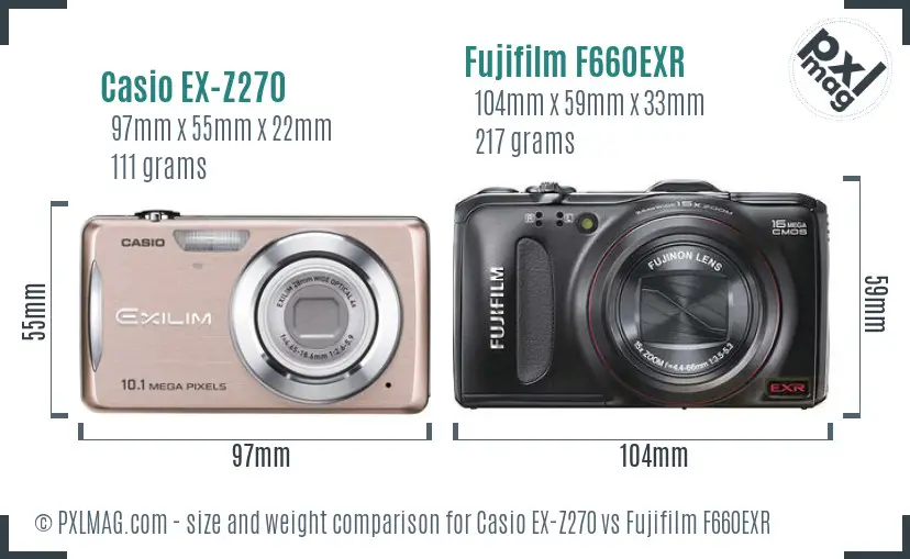 Casio EX-Z270 vs Fujifilm F660EXR size comparison