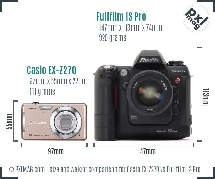 Casio EX-Z270 vs Fujifilm IS Pro size comparison
