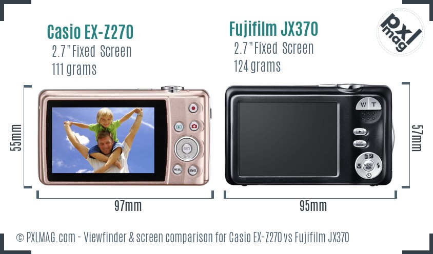 Casio EX-Z270 vs Fujifilm JX370 Screen and Viewfinder comparison