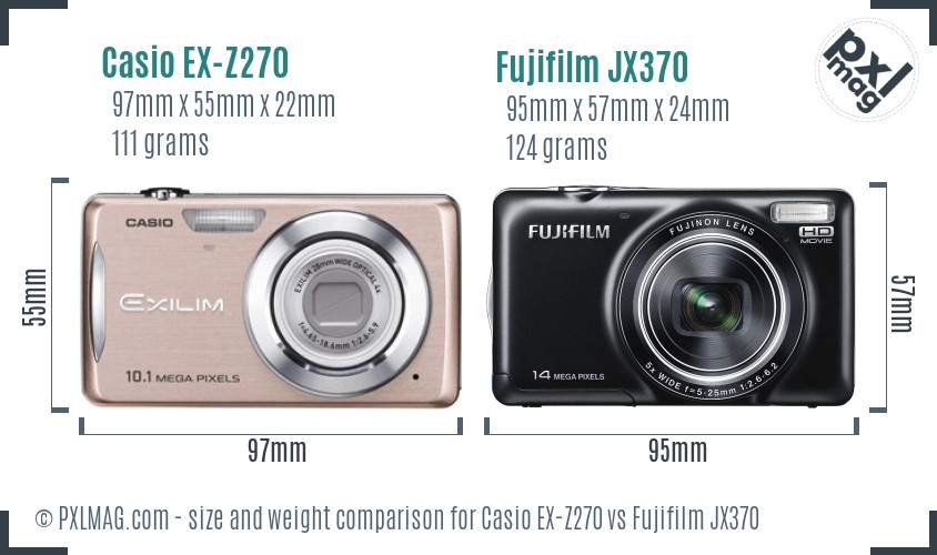 Casio EX-Z270 vs Fujifilm JX370 size comparison