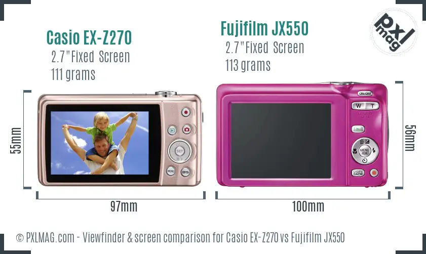 Casio EX-Z270 vs Fujifilm JX550 Screen and Viewfinder comparison Casio EX-Z270 vs Fujifilm JX550 Screen and Viewfinder comparison