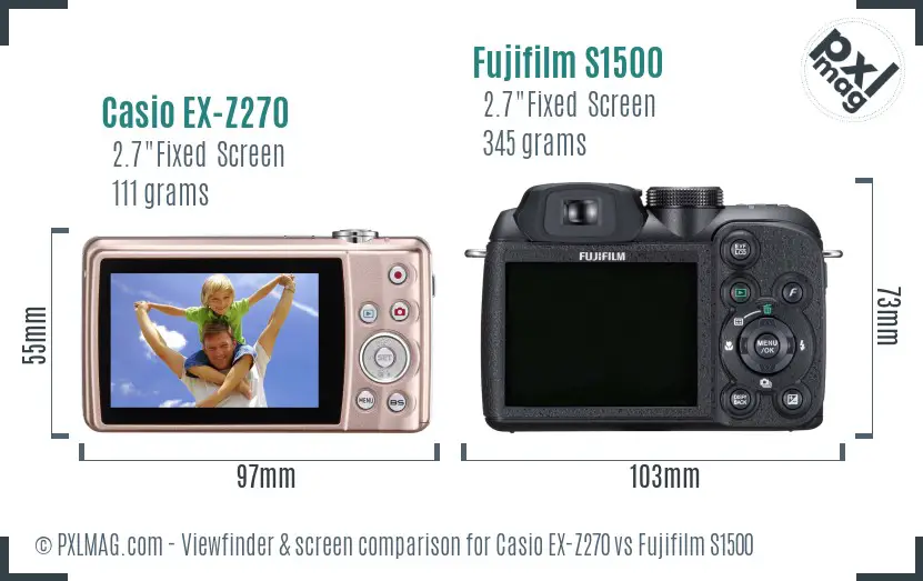 Casio EX-Z270 vs Fujifilm S1500 Screen and Viewfinder comparison Casio EX-Z270 vs Fujifilm S1500 Screen and Viewfinder comparison