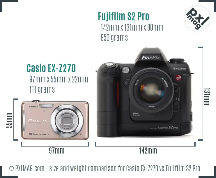 Casio EX-Z270 vs Fujifilm S2 Pro size comparison